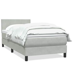 vidaXL Cama box spring con colch&oacute;n terciopelo gris claro 80x210 cm