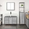 vidaXL Juego de muebles de ba&ntilde;o con caj&oacute;n 2 pcs Gris sonoma y Negro