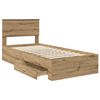 vidaXL Estructura de cama con cabecera Roble artesanal 90 x 200 cm