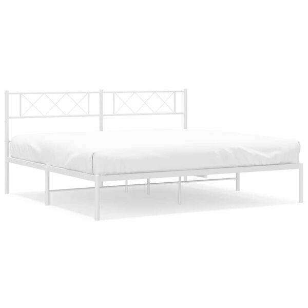 vidaXL Estructura cama sin colchón con cabecero metal blanco 193x203cm
