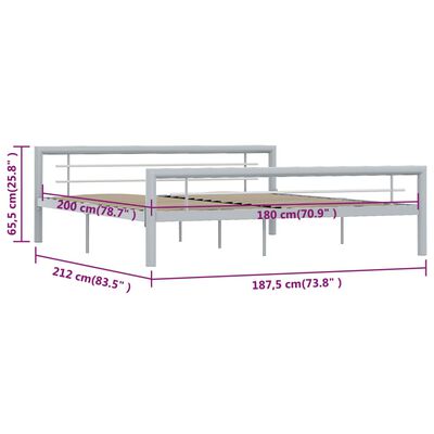 vidaXL Estructura de cama de metal gris y blanco 180x200 cm