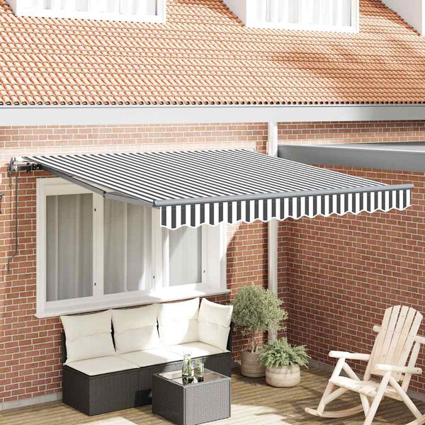 vidaXL Toldo retráctil automático gris antracita y blanco 300x250 cm