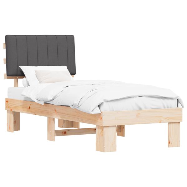 vidaXL Estructura de Cama con Cabecera Tapizada Gris oscuro
