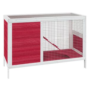 vidaXL Conejera de madera maciza de pino roja 103x44x69,5 cm
