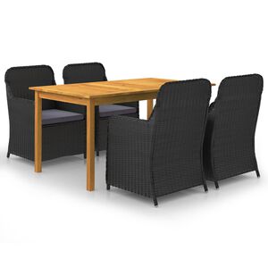 vidaXL Juego de comedor para jard&iacute;n de 7 piezas negro