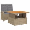 vidaXL Set comedor de jard&iacute;n 2 pzas con cojines rat&aacute;n sint&eacute;tico beige