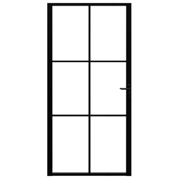 vidaXL Puerta interior vidrio ESG y aluminio negro 102,5x201,5 cm