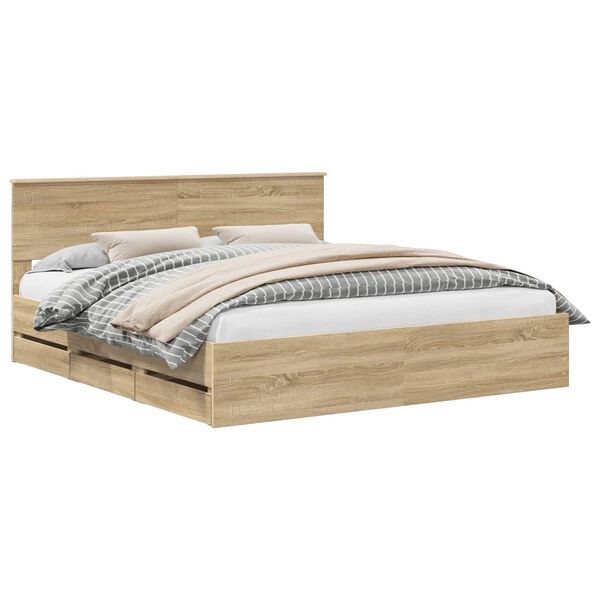 vidaXL Estructura de cama Roble Sonoma 180 x 200 cm Madera Ingenieril