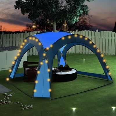 vidaXL Carpa de fiesta con LED y 4 paredes laterales azul 3,6x3,6x2,3m