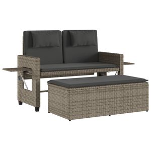 vidaXL Sill&oacute;n reclinable de jard&iacute;n con cojines rat&aacute;n sint&eacute;tico gris