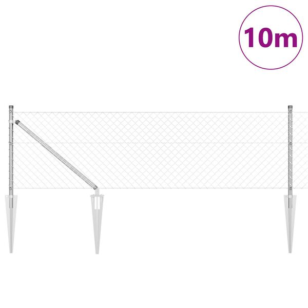 vidaXL Poste de Valla Plateado 10 x 0,4 m (malla de 40 x 40 mm) Acero