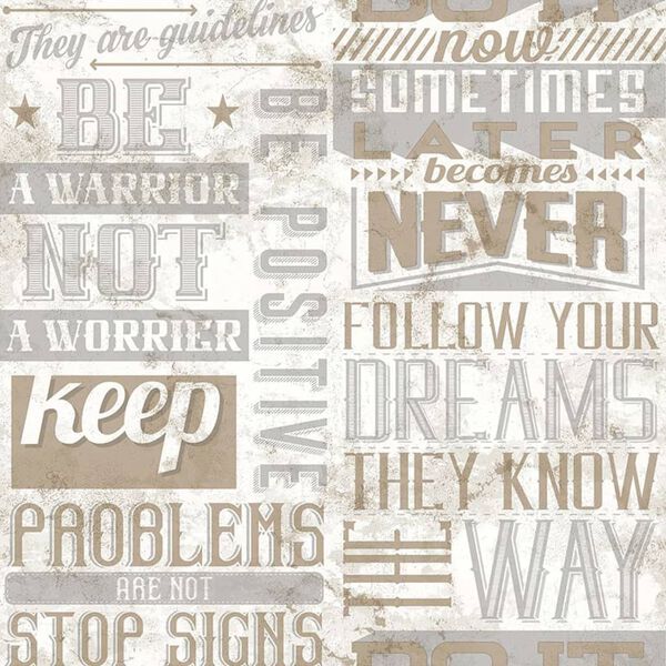 Noordwand Papel pintado Friends & Coffee Words and Letters metal beige