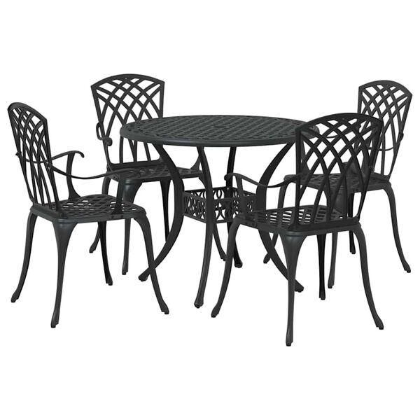 vidaXL Conjunto de Comedor de Jard&iacute;n 5 pcs Negro Aluminio