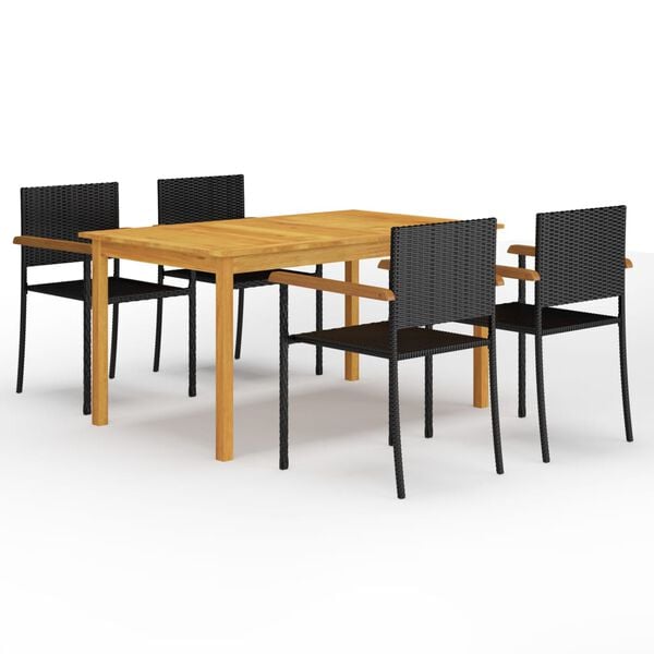vidaXL Juego de comedor para jardín 5 piezas negro