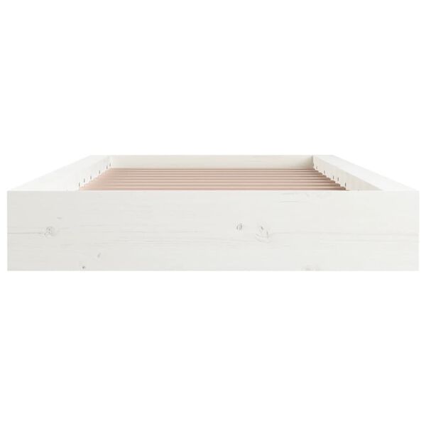 vidaXL Estructura de cama doble de madera maciza blanco 135x190 cm