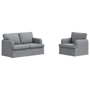 vidaXL Juego de Sof&aacute; 2 uds. Gris Claro tela