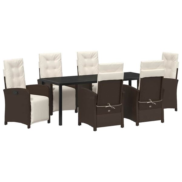 vidaXL Conjunto de Comedor de Jard&iacute;n 7 pcs Marr&oacute;n rat&aacute;n sint&eacute;tico