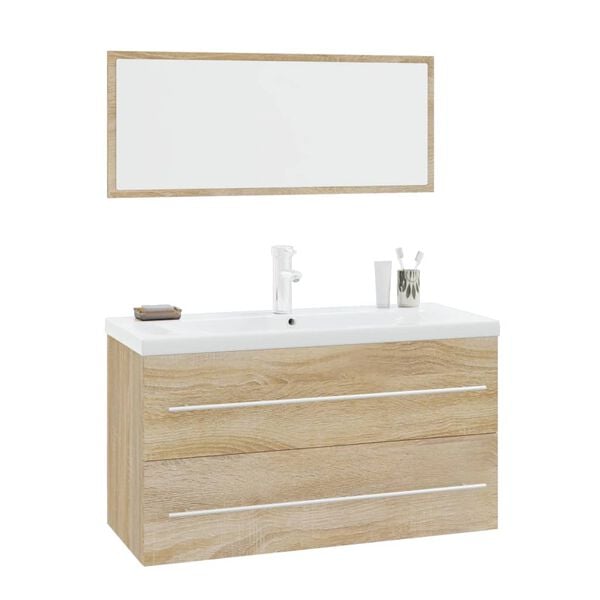 vidaXL Conjunto de muebles de baño 3 piezas color roble Sonoma