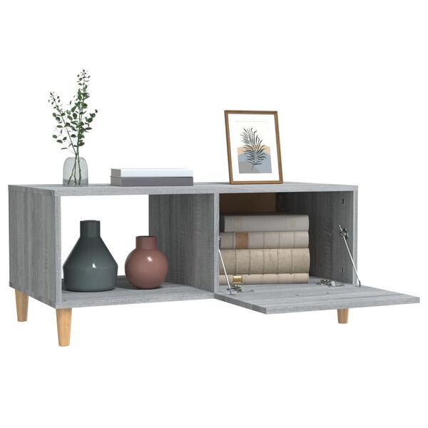 vidaXL Mesa de centro madera de ingenier&iacute;a gris Sonoma 89,5x50x40 cm