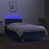 vidaXL Cama box spring con colch&oacute;n y LED tela azul 80x200 cm