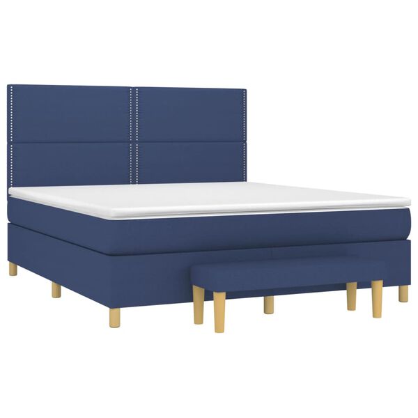 vidaXL Cama box spring con colch&oacute;n tela azul 180x200 cm