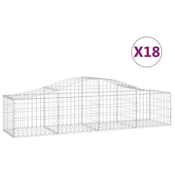 vidaXL Cestas de gaviones 18 uds forma de arco hierro 200x50x40/60 cm