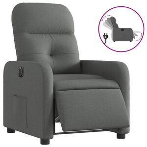 vidaXL Sill&oacute;n reclinable el&eacute;ctrico de tela gris oscuro