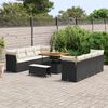 vidaXL Conjunto de sof&aacute; de jard&iacute;n 11 pcs Negro y crema rat&aacute;n sint&eacute;tico