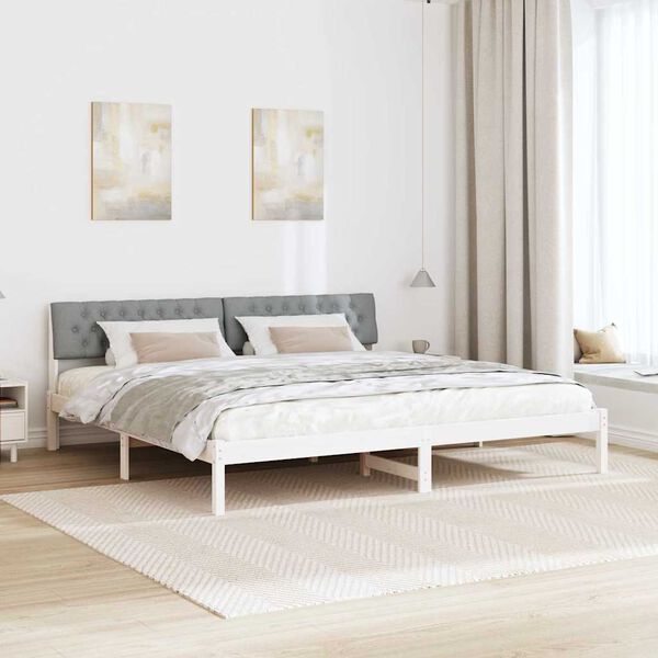 vidaXL Estructura de cama con cabecera y gris claro 200 x 200 cm