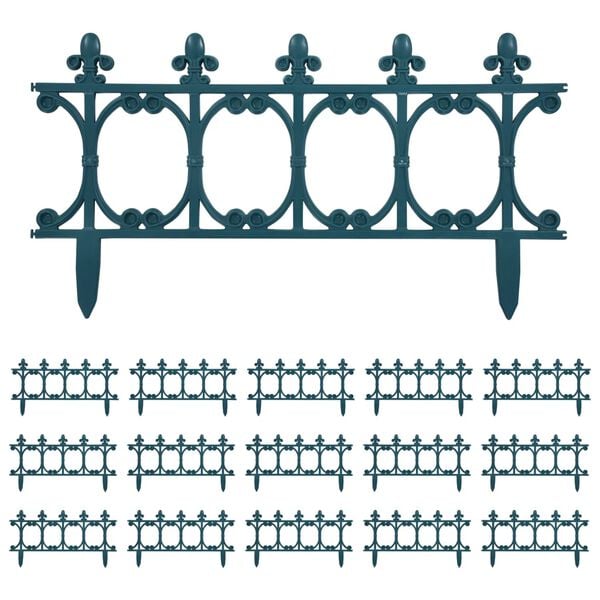 vidaXL Bordes de jard&iacute;n 16 unidades PP verde 10 m