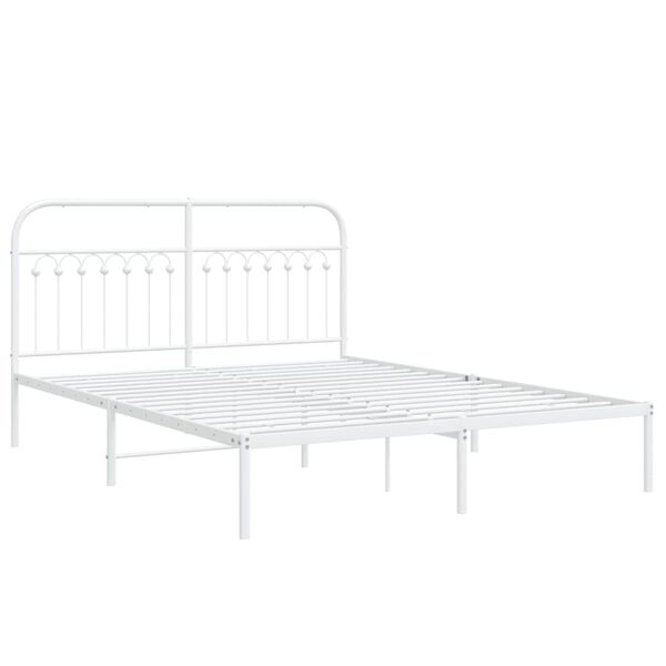 vidaXL Estructura cama sin colch&oacute;n con cabecero metal blanco 160x200cm