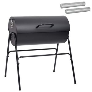 vidaXL Parrilla de barril con 2 rejillas de cocci&oacute;n 3 uds. Metal Negro