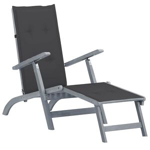 vidaXL Tumbona de jard&iacute;n con reposapi&eacute;s y coj&iacute;n madera maciza acacia