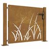 vidaXL Puerta de jard&iacute;n 100x75 cm de acero corten con dise&ntilde;o de hierba