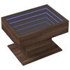 vidaXL Mesa de centro y LED madera ingeniería marrón roble 70x50x45 cm