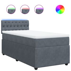 vidaXL Cama box spring con colch&oacute;n terciopelo gris oscuro 80x200 cm