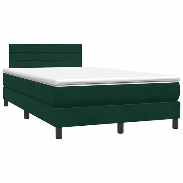 vidaXL Cama box spring con colch&oacute;n terciopelo verde oscuro 120x210 cm