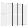 vidaXL Biombo divisor de 5 paneles de tela blanco 250x200 cm