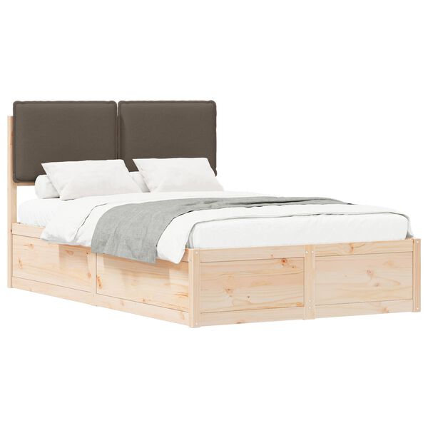 vidaXL Estructura de Cama con Cabecera Tapizada Taup&eacute; 120 x 200 cm