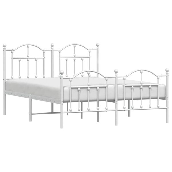 vidaXL Estructura cama sin colch&oacute;n con estribo metal blanco 140x200 cm