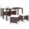 vidaXL Set comedor de jard&iacute;n 5 piezas y cojines rat&aacute;n sint&eacute;tico marr&oacute;n