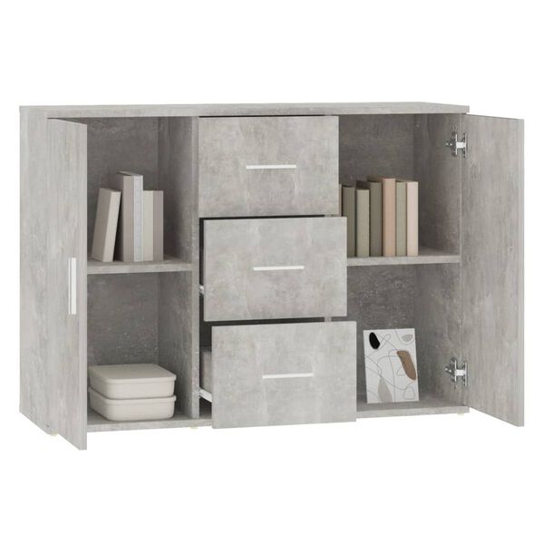 vidaXL Aparador de madera contrachapada gris hormig&oacute;n 91x29,5x65 cm