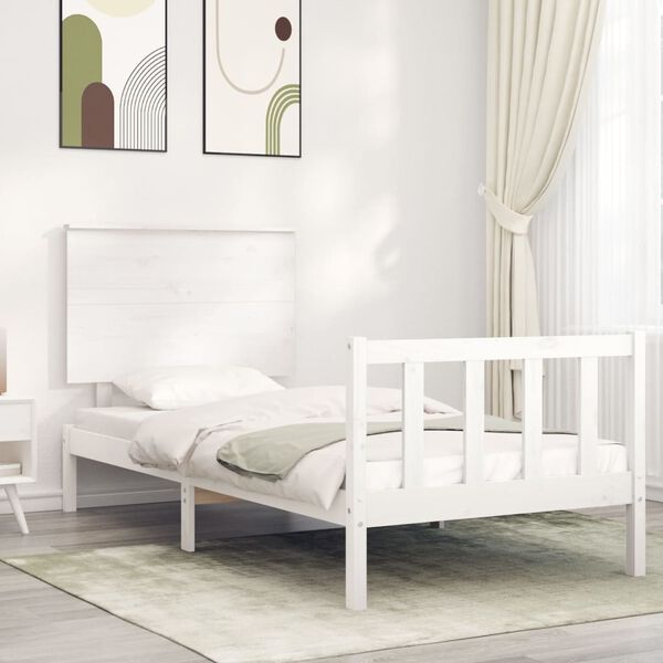 vidaXL Estructura de cama sin colch&oacute;n madera de pino blanca 90x200 cm