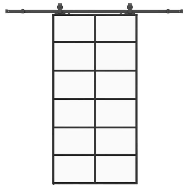vidaXL Puerta corredera con herrajes negro 102x205 cm ESG vidrio