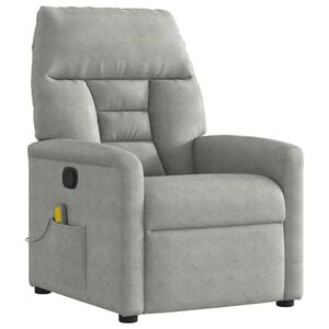 vidaXL Sill&oacute;n reclinable de masaje tela de microfibra gris claro