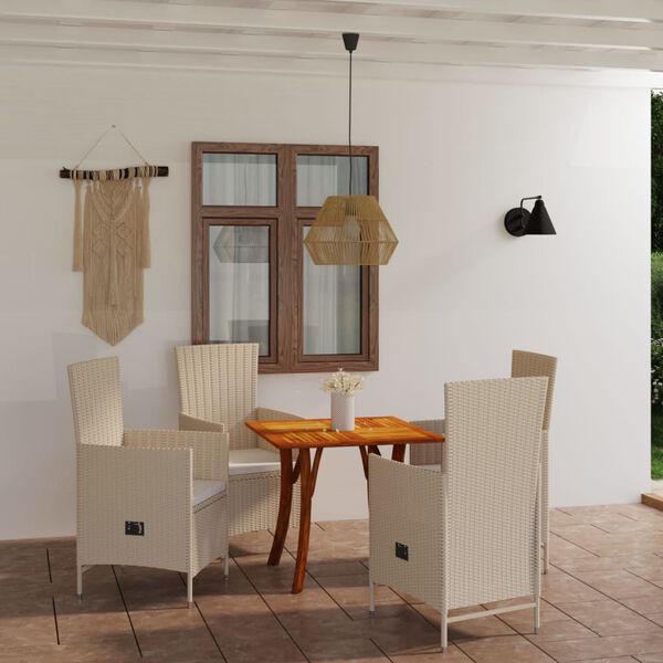 vidaXL Juego de comedor de jard&iacute;n 5 piezas beige