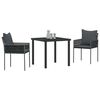 vidaXL Conjunto de Comedor de Jard&iacute;n 3 pcs Negro y Gris