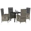 vidaXL Conjunto de Comedor de Jard&iacute;n 5 pcs Gris rat&aacute;n sint&eacute;tico