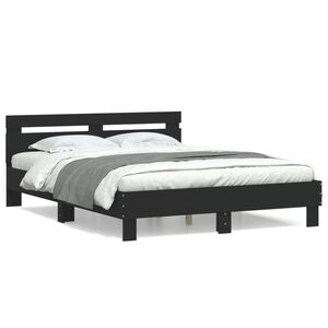 vidaXL Estructura cama con cabecero madera ingenier&iacute;a negro 140x190 cm
