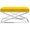 vidaXL Banco de terciopelo y acero inoxidable amarillo mostaza